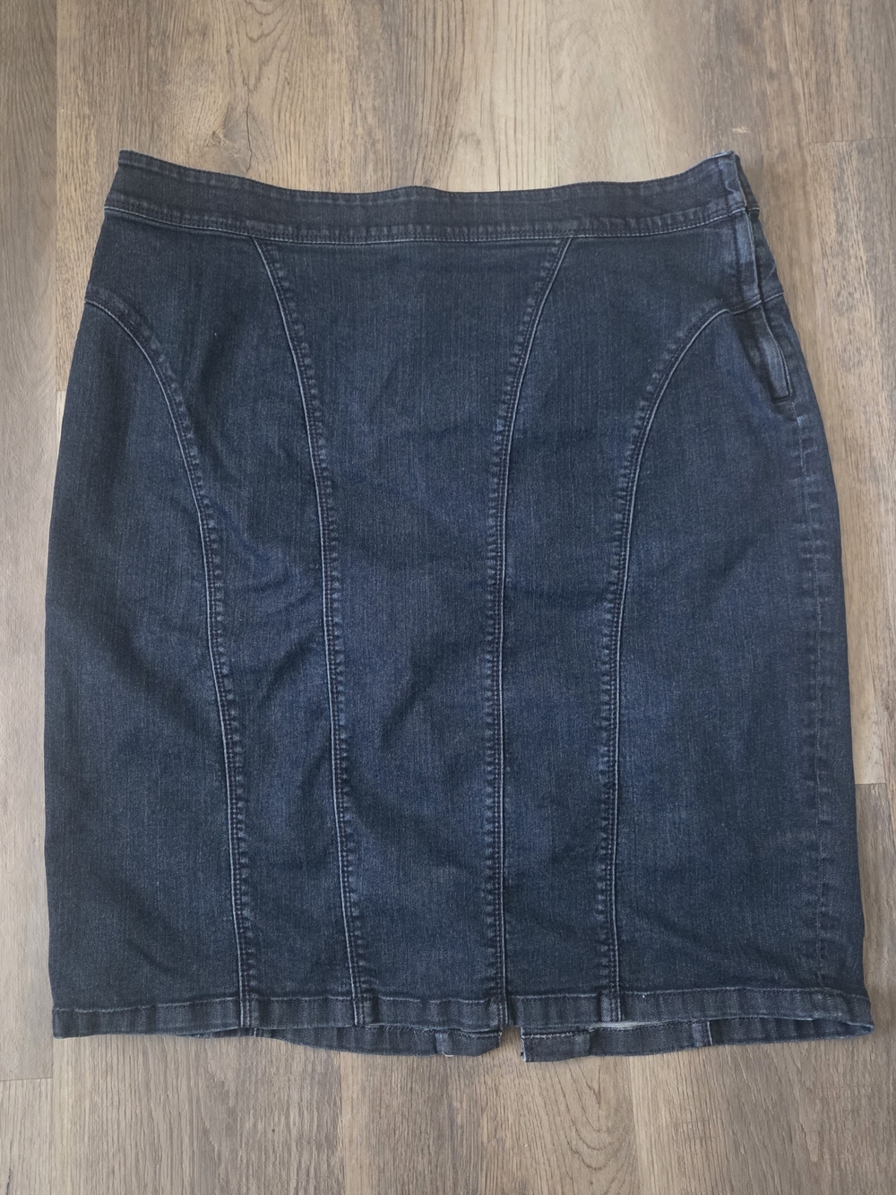 Ann Taylor Denim Slit Skirt Sz 10 Pencil Knee Length Stretch Rodeo Cowgirl